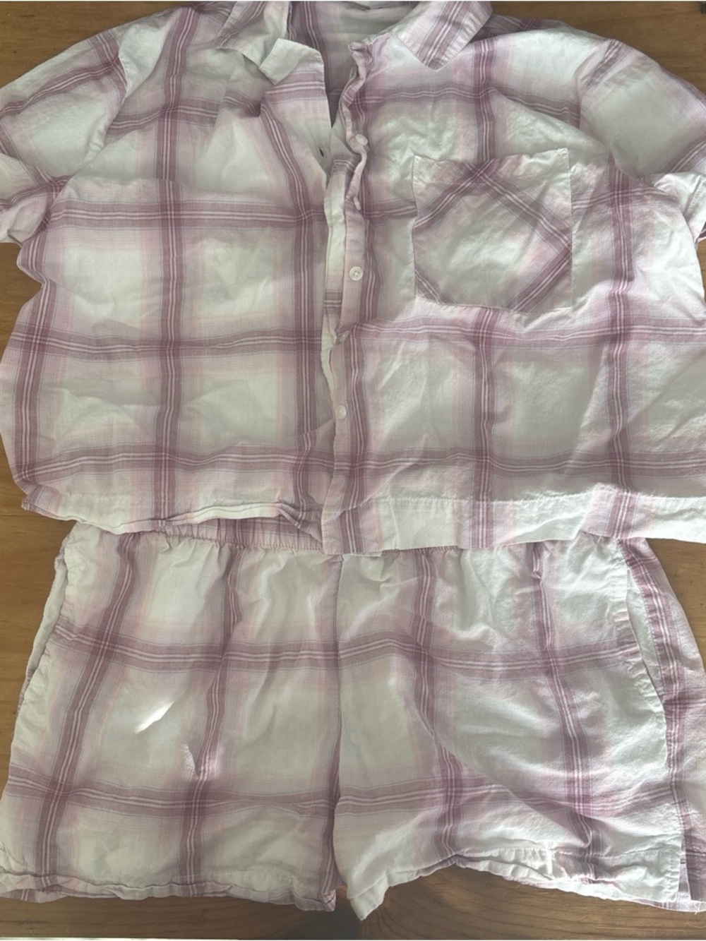 Arizona Jean Company Pink Plaid Sleep Shirt & Shorts Set